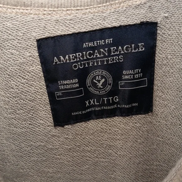 American Eagle Outfitters Mens XXL Grey Raglan AM-EAGLE Graphic Sweatshirt XXL - Picture 3 of 9